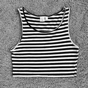 BP striped black and white cropped tank